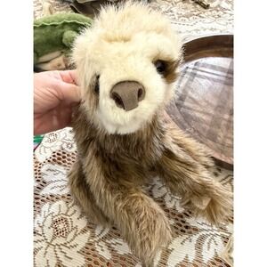 Folkmanis Three-Toed Sloth Hand Puppet Brown Cream Plush Realistic Animal 2605
